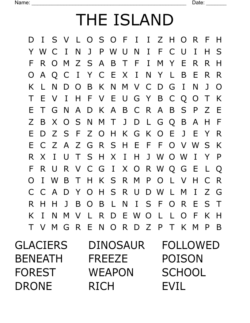 THE ISLAND Word Search