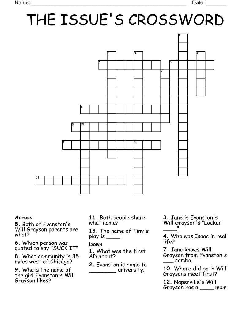 THE ISSUE'S CROSSWORD