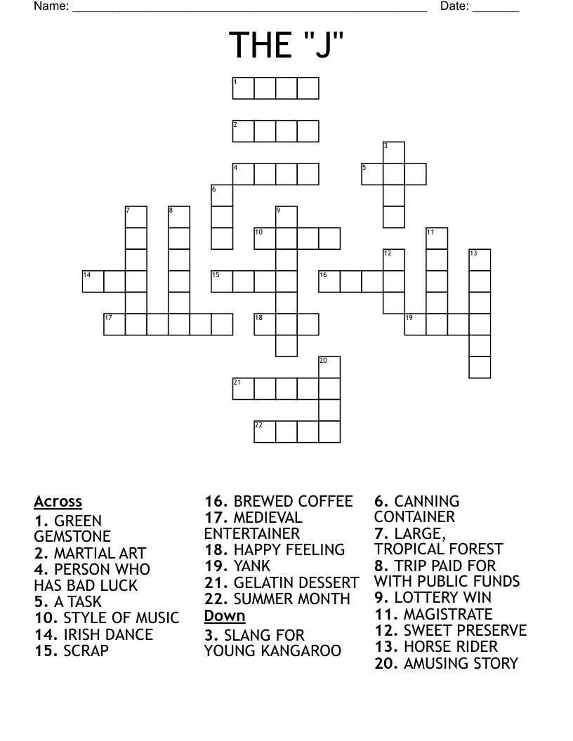 THE "J" Crossword