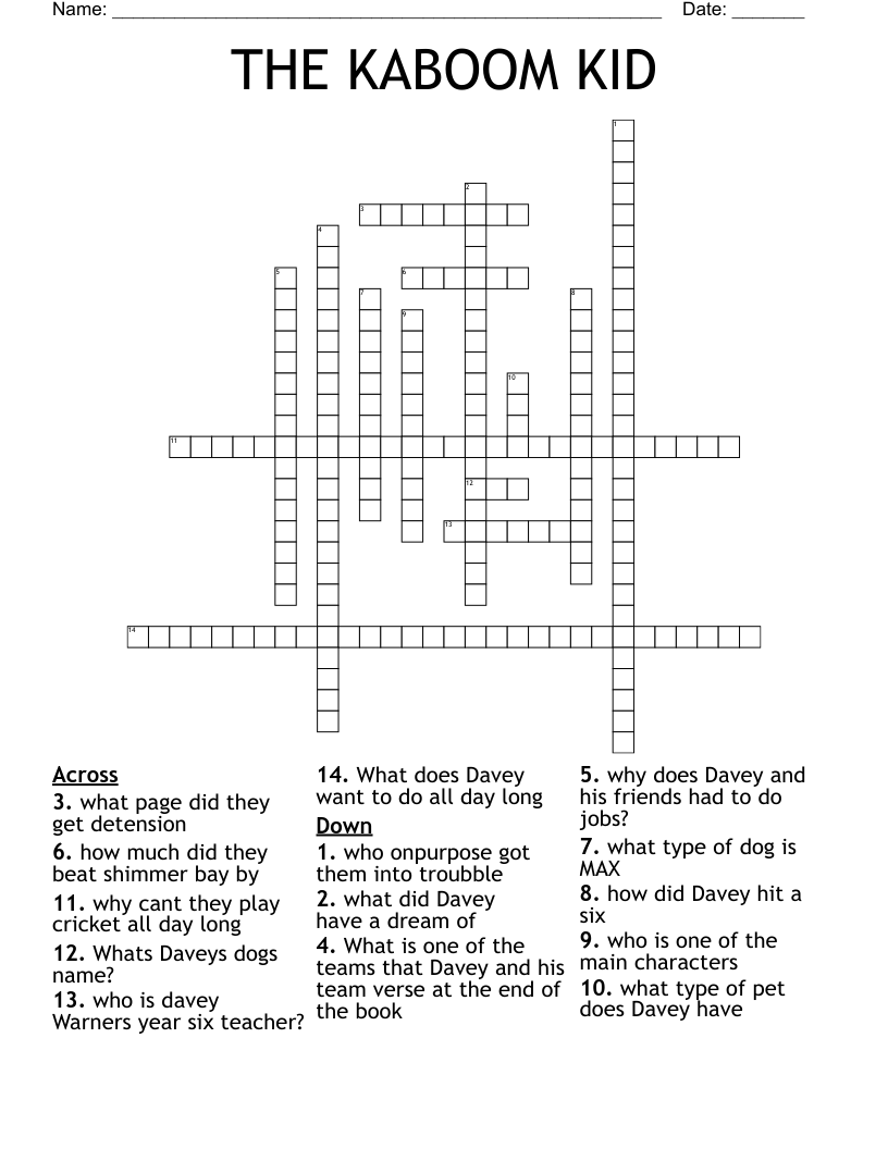 THE KABOOM KID Crossword