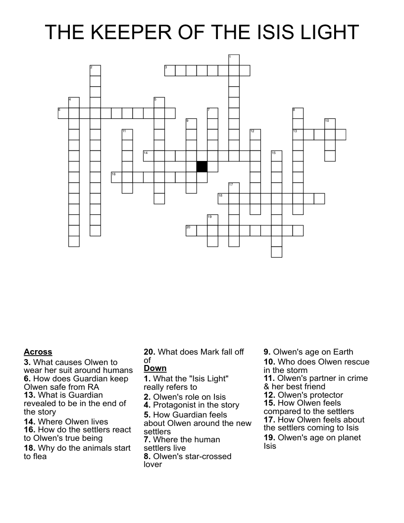 THE KEEPER OF THE ISIS LIGHT  Crossword