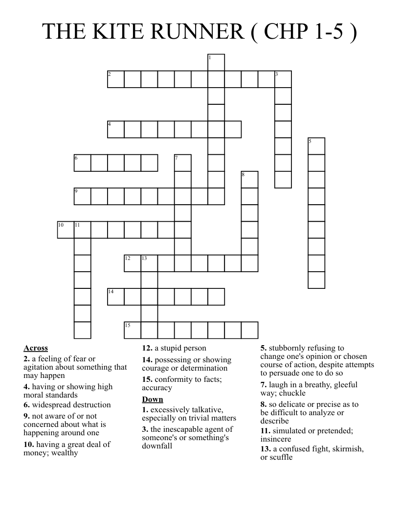 THE KITE RUNNER ( CHP 1-5 ) Crossword