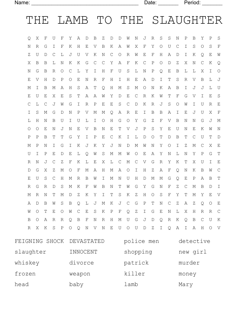 THE LAMB TO THE SLAUGHTER Word Search