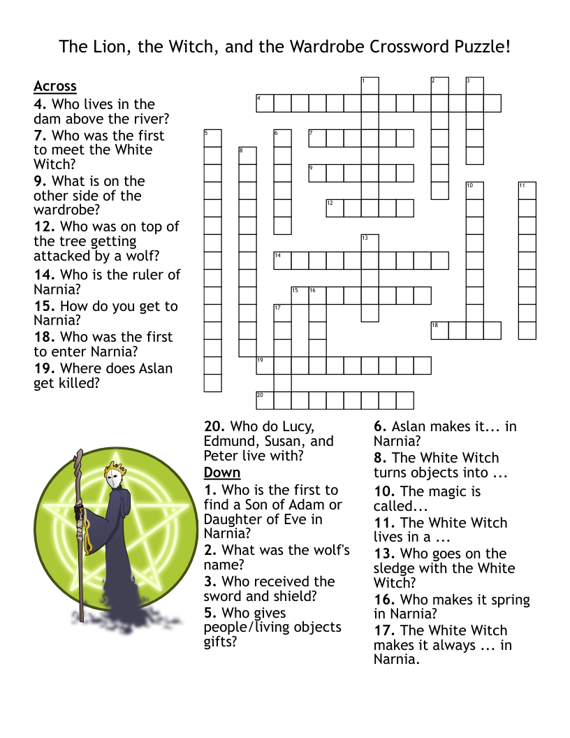 The Lion, the Witch, and the Wardrobe Crossword Puzzle!