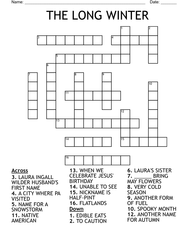 THE LONG WINTER Crossword