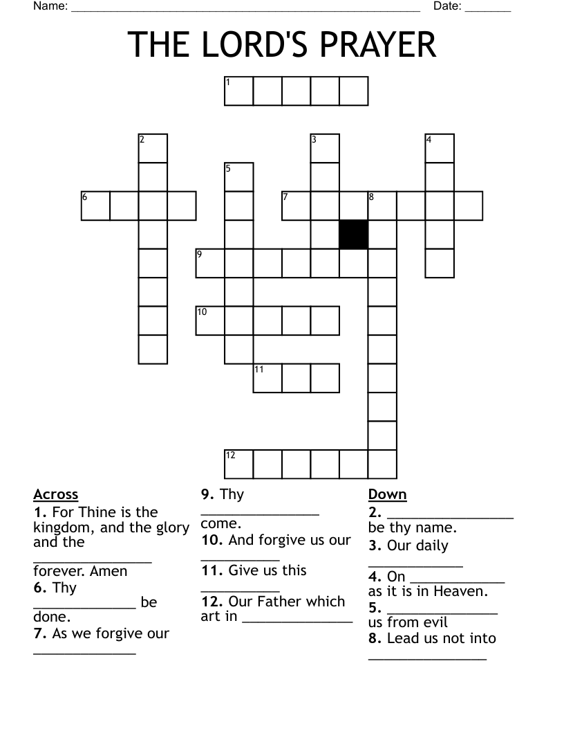 THE LORD'S PRAYER Crossword