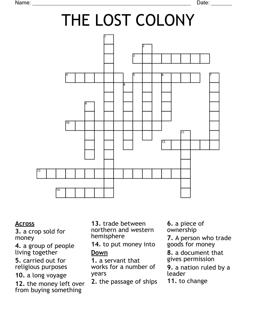 THE LOST COLONY Crossword