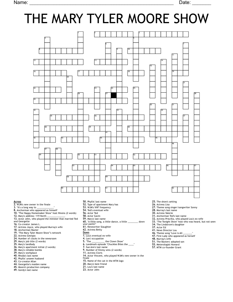 THE MARY TYLER MOORE SHOW Crossword