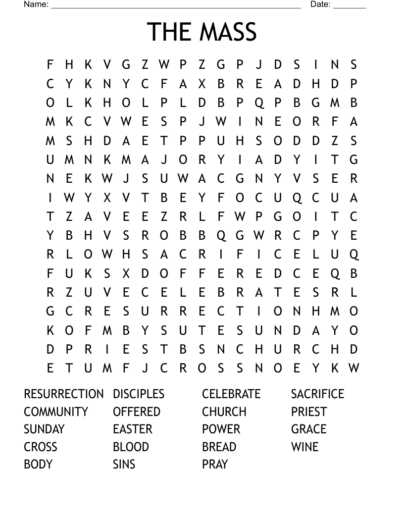 THE MASS Word Search