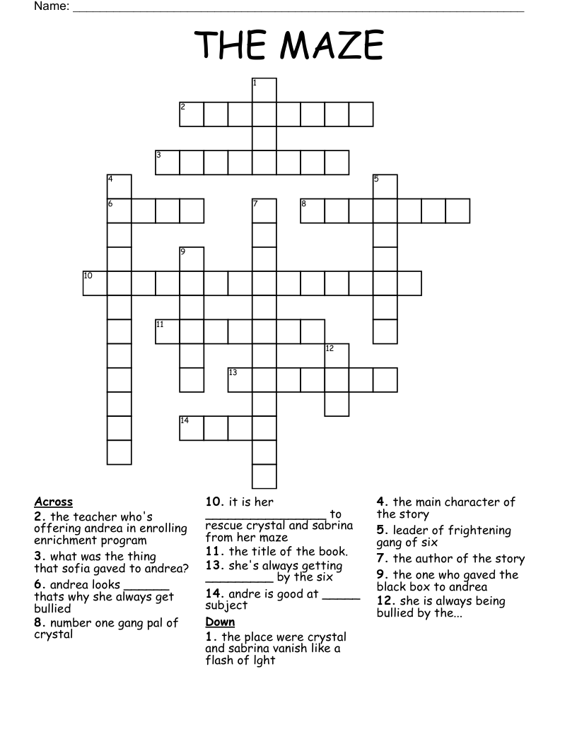 THE MAZE Crossword