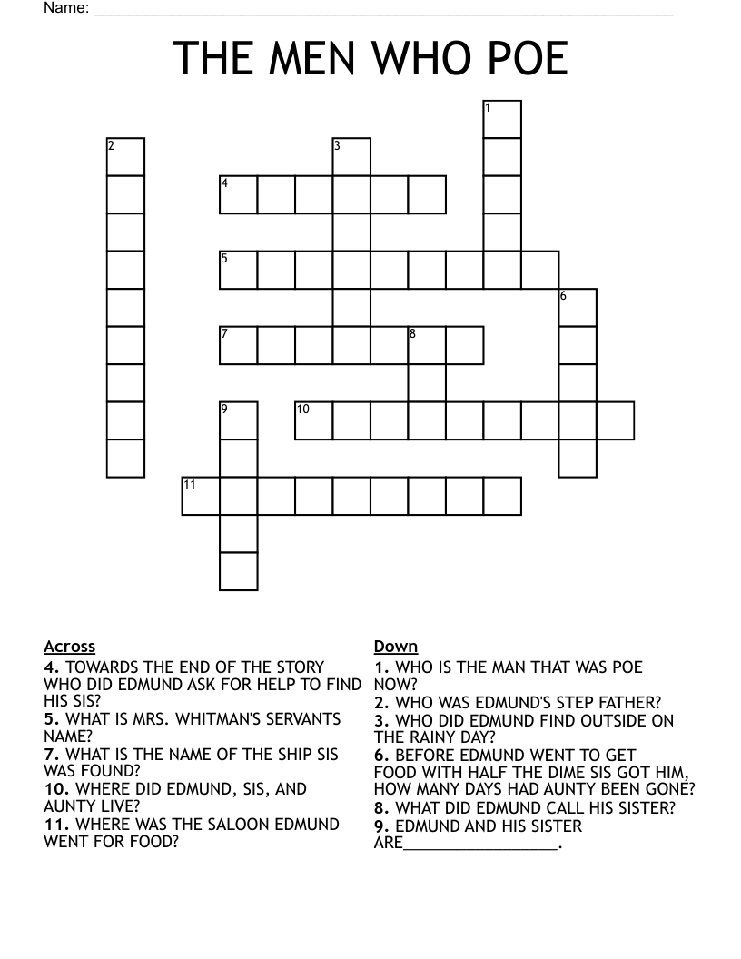 THE MEN WHO POE Crossword
