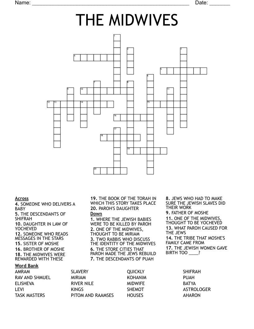 THE MIDWIVES Crossword