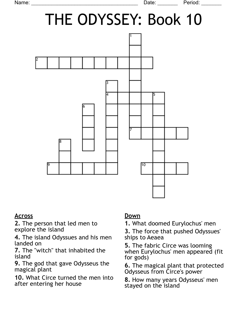 THE ODYSSEY: Book 10 Crossword