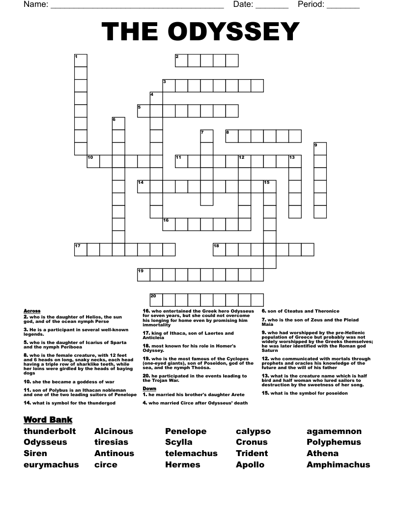 THE ODYSSEY  Crossword