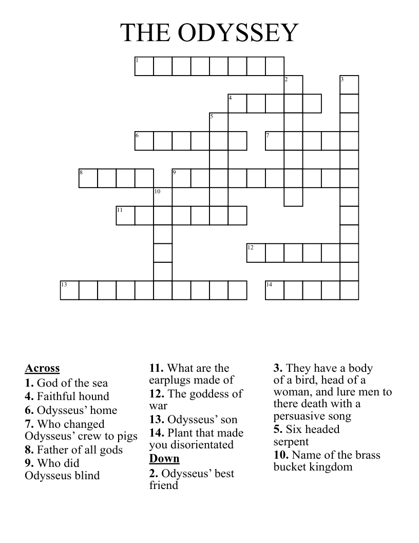 THE ODYSSEY  Crossword
