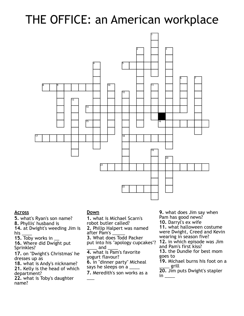 THE OFFICE: an American workplace Crossword