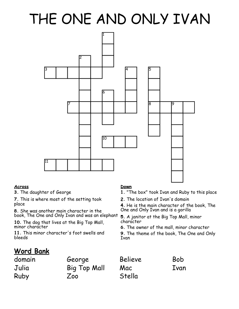 THE ONE AND ONLY IVAN   Crossword