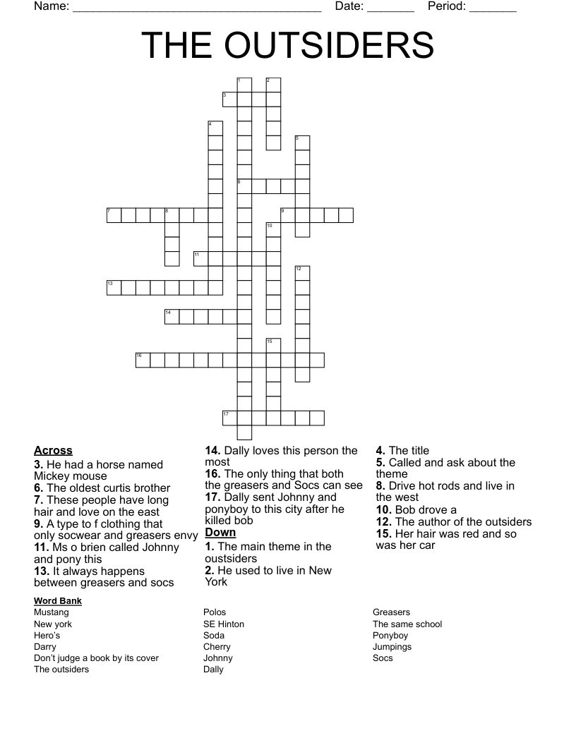 THE OUTSIDERS Crossword