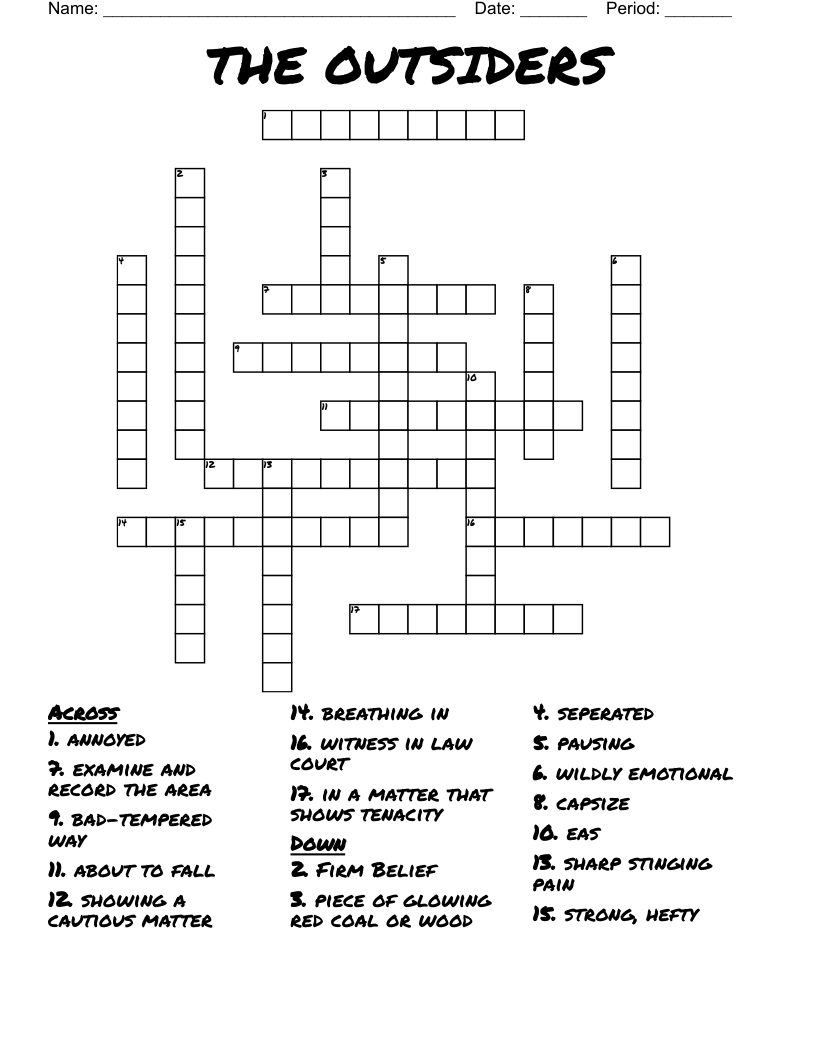 THE OUTSIDERS Crossword