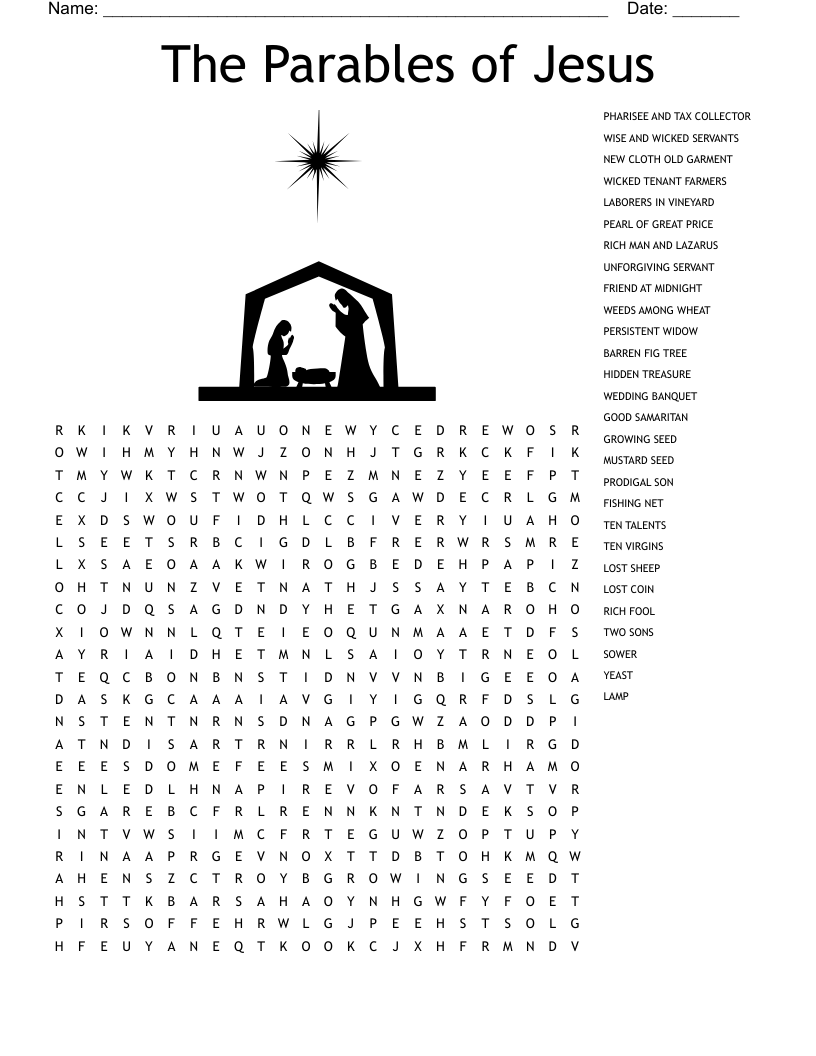 The Parables of Jesus Word Search