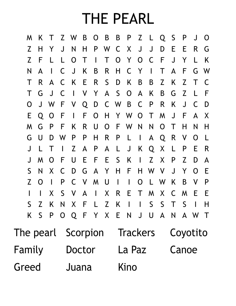THE PEARL Word Search