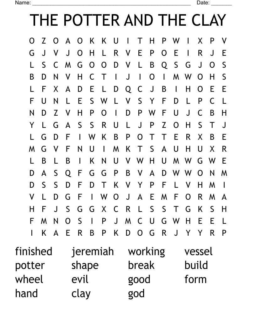 THE POTTER AND THE CLAY Word Search