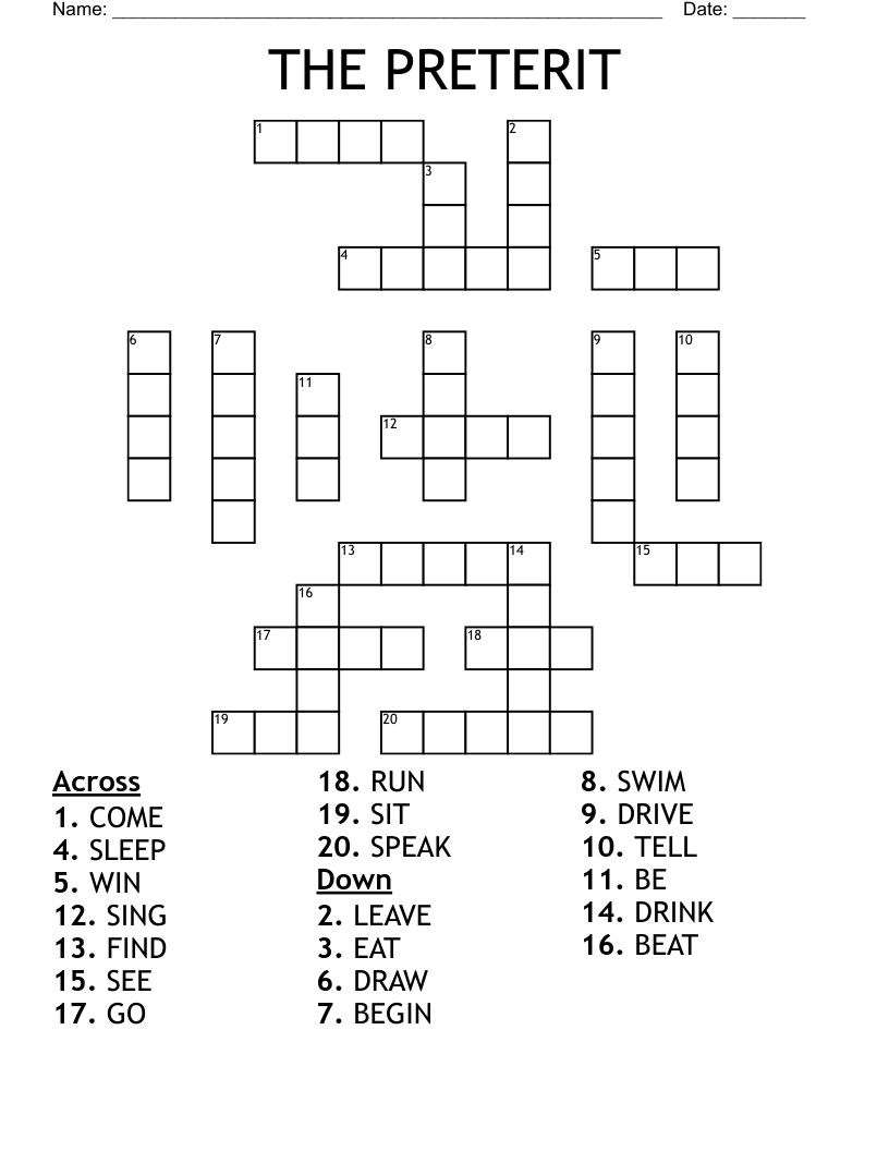 THE PRETERIT  Crossword