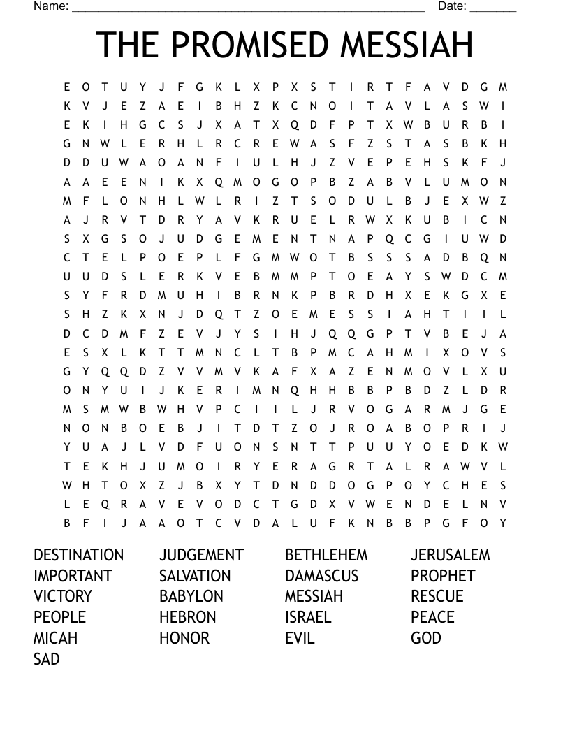 THE PROMISED MESSIAH Word Search