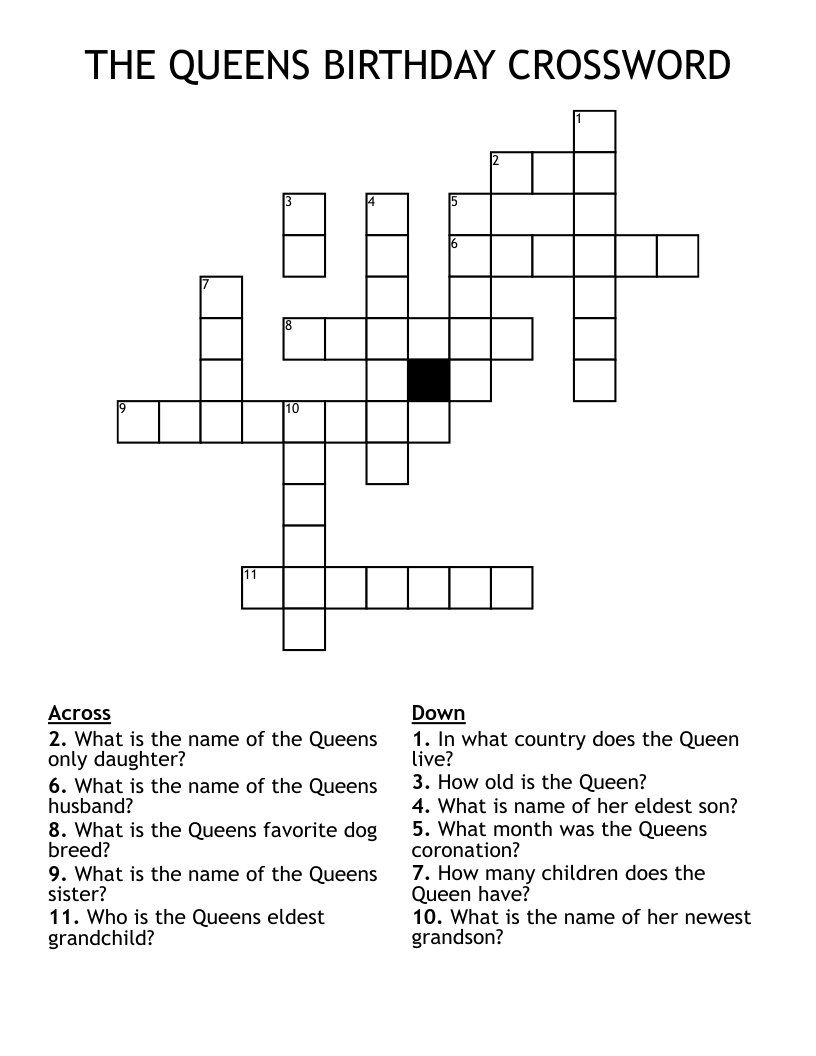 THE QUEENS BIRTHDAY CROSSWORD
