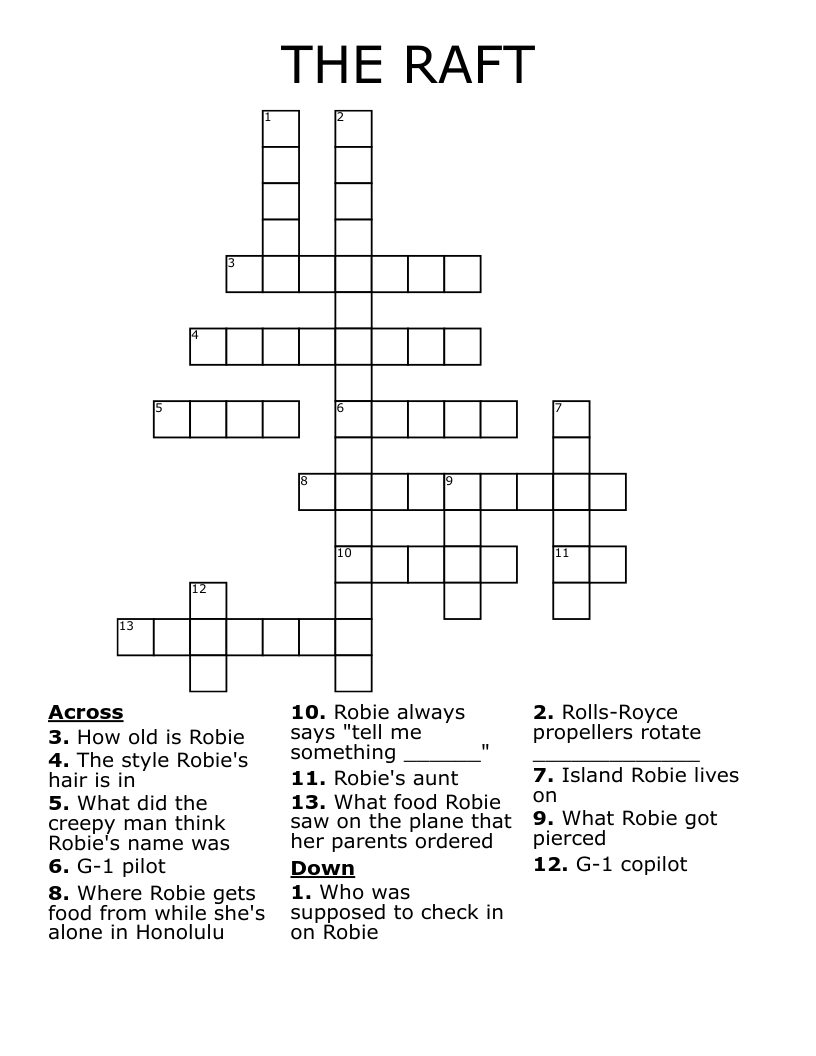 THE RAFT Crossword