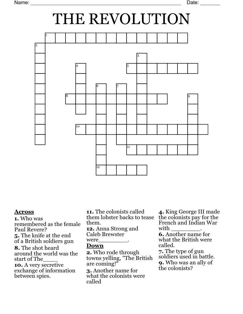 THE REVOLUTION Crossword