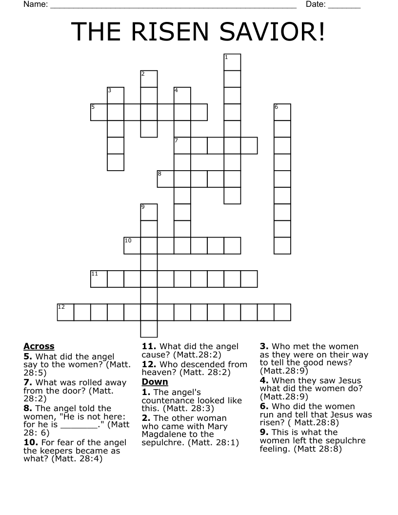 THE RISEN SAVIOR! Crossword