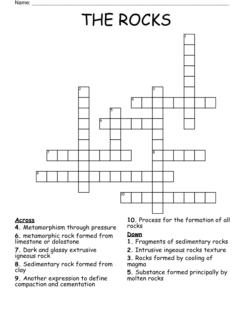THE ROCKS Crossword