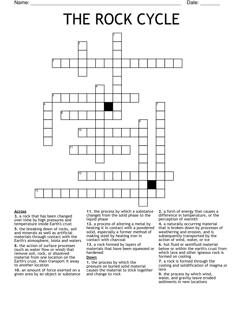 THE ROCK CYCLE Crossword