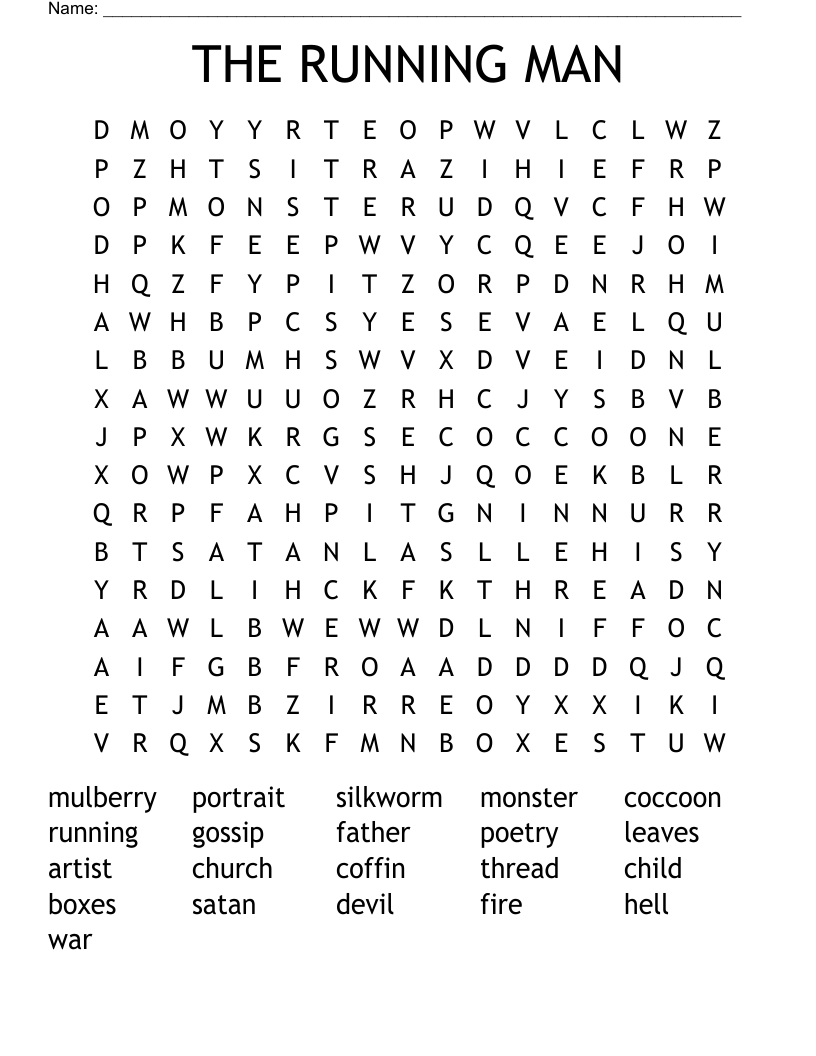 THE RUNNING MAN Word Search