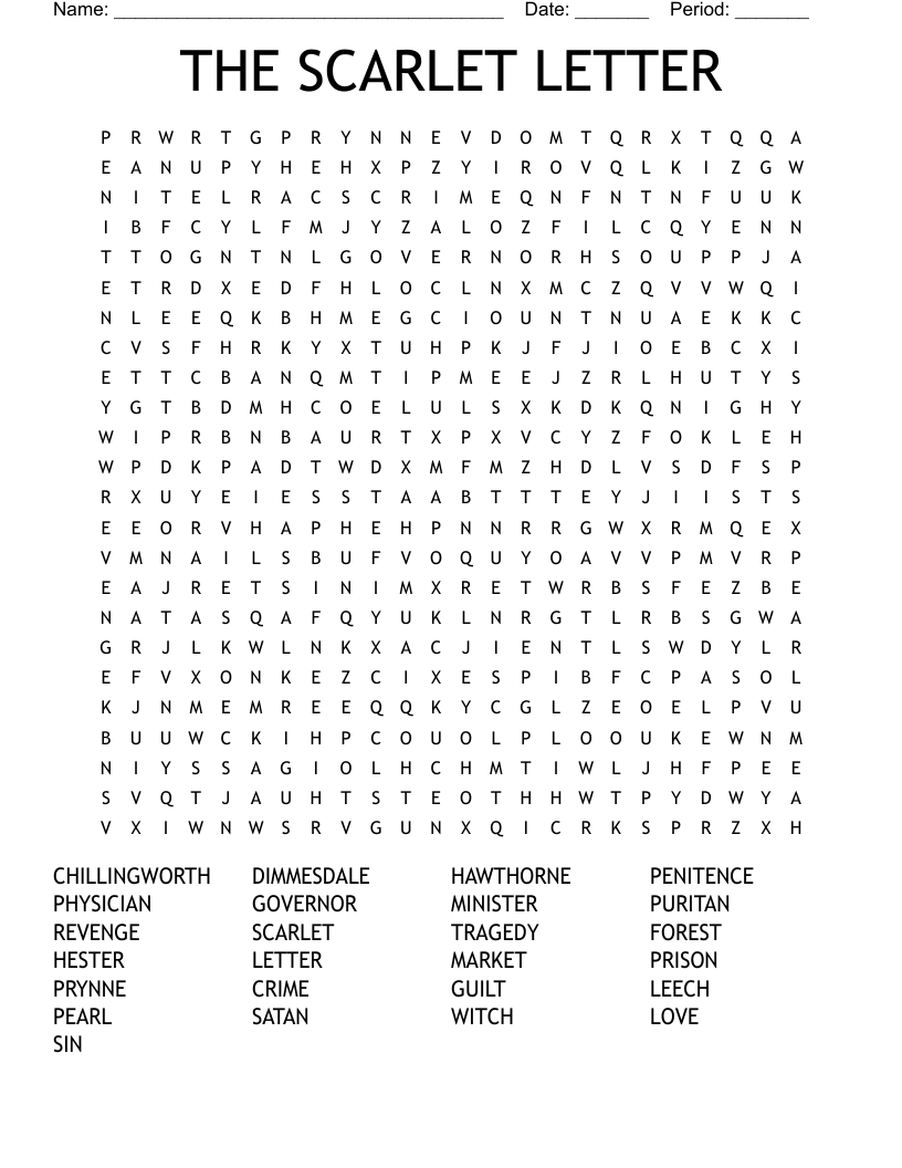 THE SCARLET LETTER Word Search