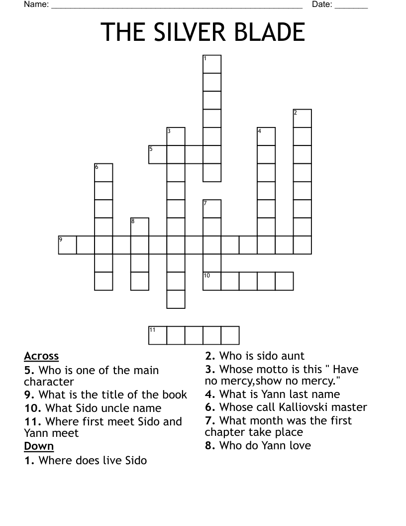 THE SILVER BLADE Crossword