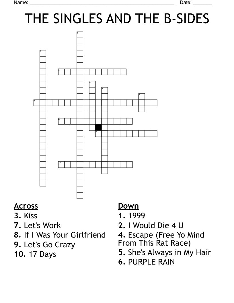 THE SINGLES AND THE B-SIDES Crossword