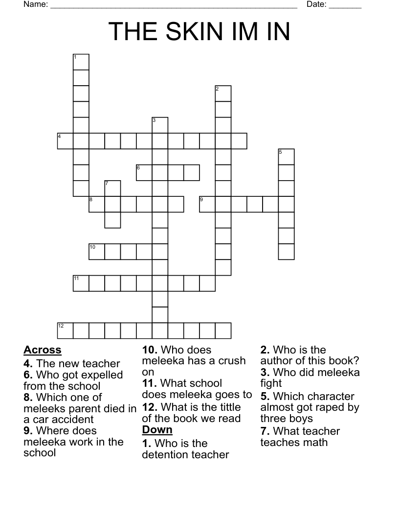 THE SKIN IM IN Crossword