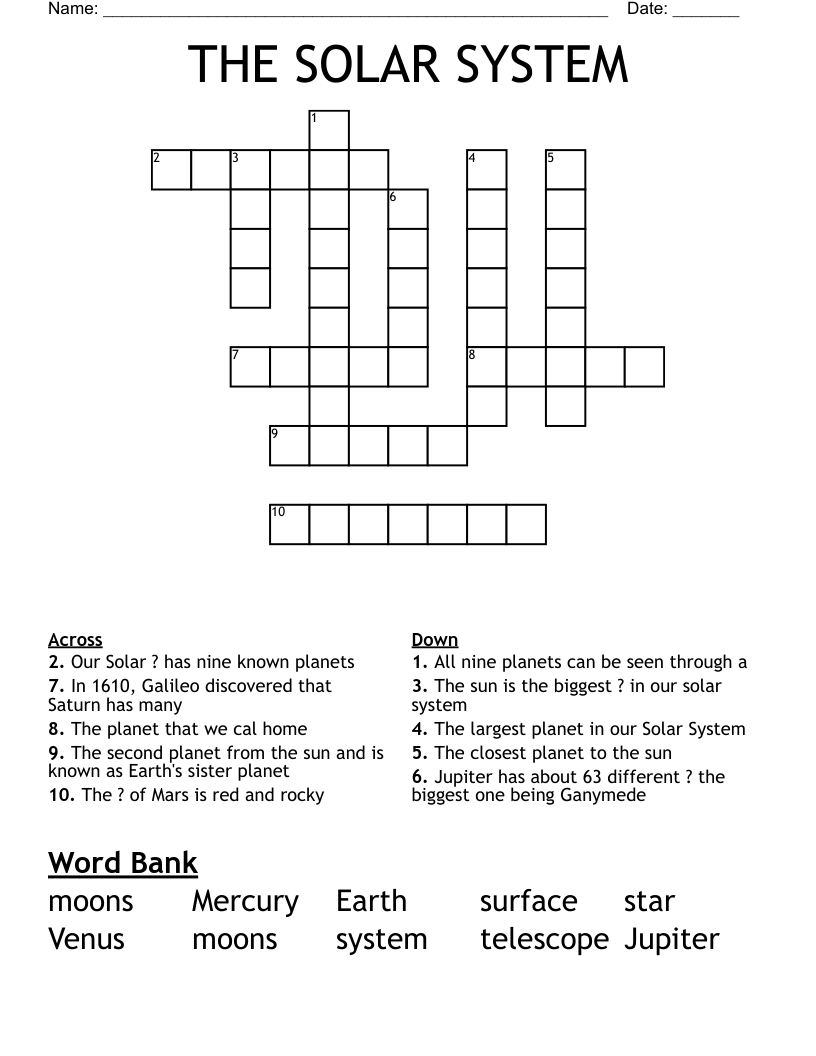 THE SOLAR SYSTEM Crossword