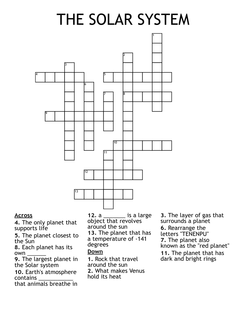THE SOLAR SYSTEM Crossword
