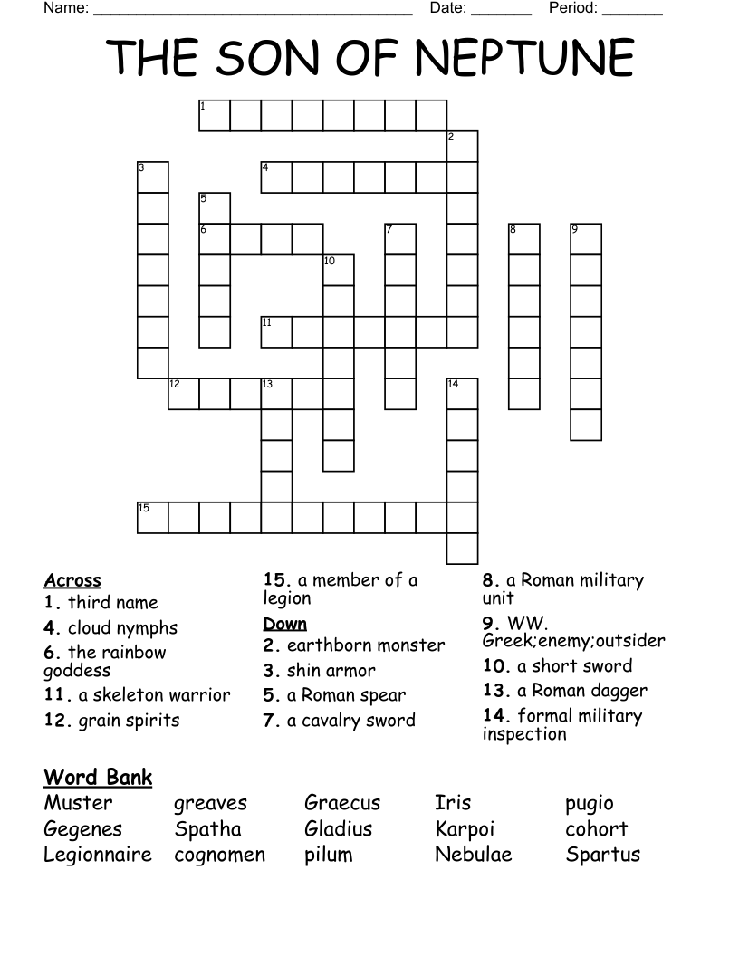 THE SON OF NEPTUNE Crossword