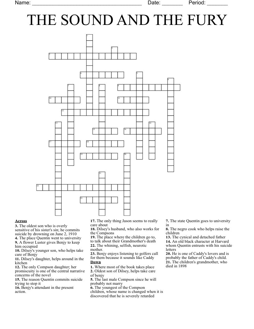 THE SOUND AND THE FURY Crossword
