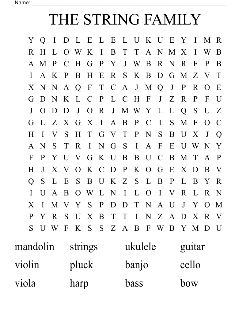 THE STRING FAMILY Word Search