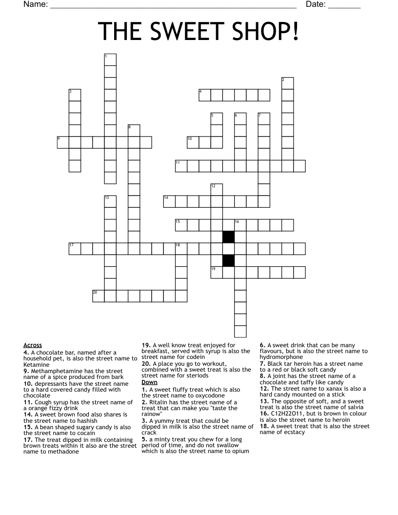 THE SWEET SHOP! Crossword