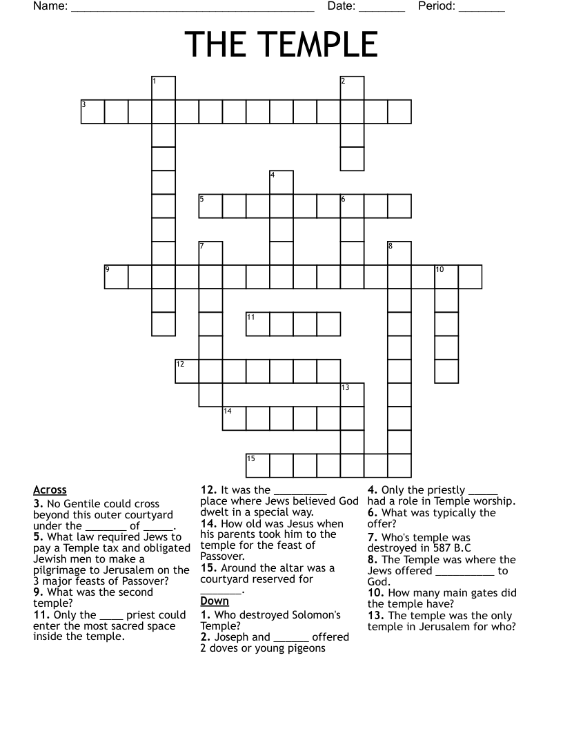 THE TEMPLE Crossword