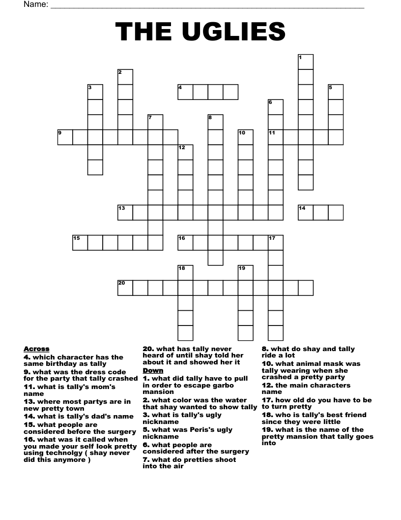 THE UGLIES Crossword