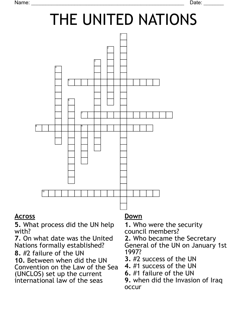 THE UNITED NATIONS  Crossword