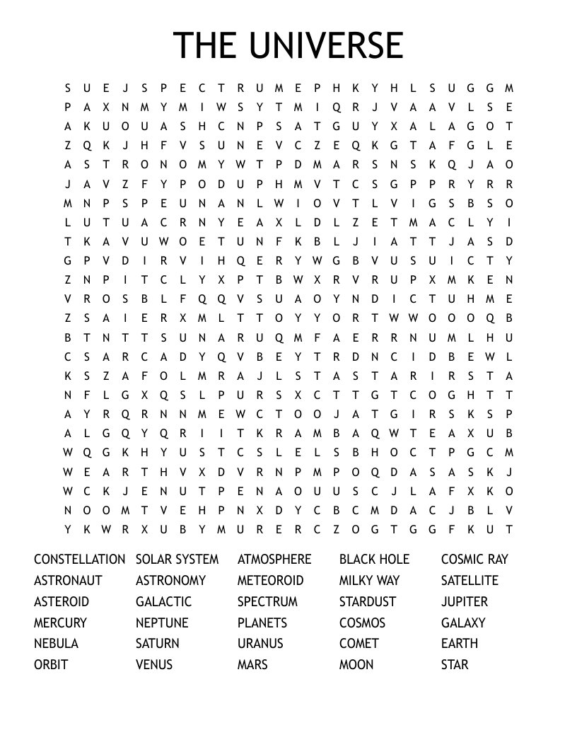 THE UNIVERSE Word Search
