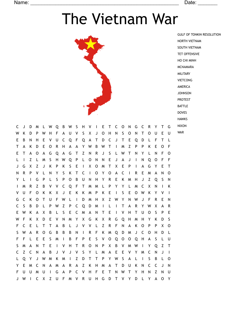 The Vietnam War Word Search